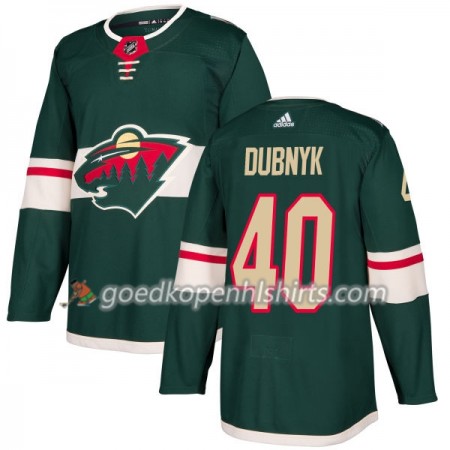 Minnesota Wild Devan Dubnyk 40 Adidas 2017-2018 Groen Authentic Shirt - Mannen